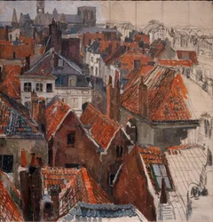 Gent háztetői (befejezetlen változat), 1920-22 körül (olaj, vászon)