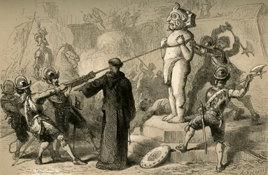 Spanyolok megsemmisítik a mexikói bálványokat, 1877.
