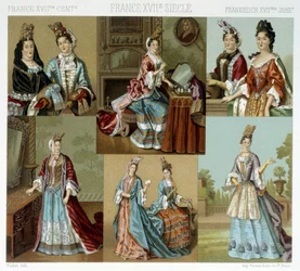 Divat és fodrászat Franciaországban a 18. században – Racinet „Le costume historique” című művében, 19. század vége