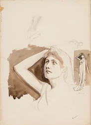 Aino Ackté mint Alcestis, vázlat