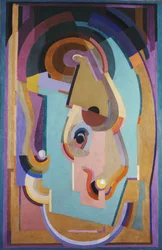 Lila és zöld összetétel; Composition Violet et Vert (lila és függőleges összetétel)