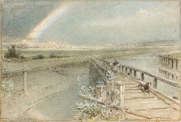 Arundel a Ford vasúti hídról (akvarell)