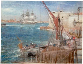"HMS "The Victory" at Portsmouth", 1907.