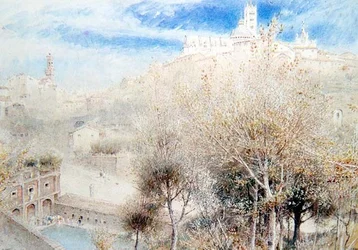 A Fonte Branda, Siena (akvarell)