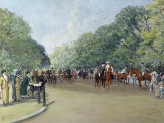 A Hyde Park látképe a Rotten Row-i számokkal