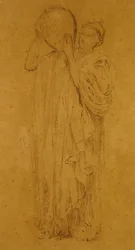 Lány kancsóval, 1867 körül (fekete-fehér kréta barna papíron)