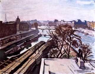 Kilátás a Szajnára és IV. Henrik emlékművére, c1906.