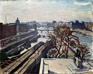 Kilátás a Szajnára és IV. Henrik szobrára, c1906.