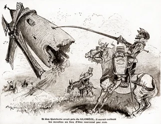 Don Quijote a Globeol erősítőszer reklámjához, 1916 körül
