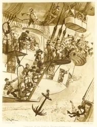 Egy transzatlanti léggömb indulása a Le Vingtieme Siecle kocsmából. 1883