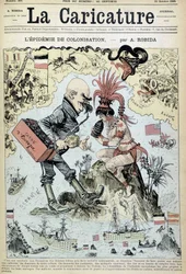 A gyarmatosítás járványa: Robida antikolonialista rajza - a „La Caricature” 31/10/1885-i számában