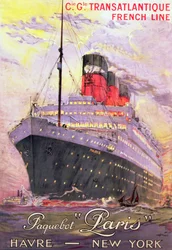 A "Le Havre-Plymouth-New York útvonal" (színes litográfia)