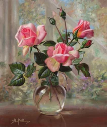 Madame Butterfly Roses egy üvegvázában