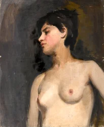 Női félmeztelen. fekete háttér. 1880 körül