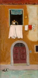 Ablak Orbetelloban, 1980 körül (olaj, fedélzeten)