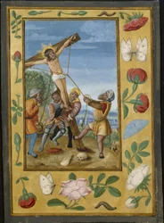 Levél egy Órakönyvből: 1510-1520 körül (tempera és folyékony arany pergamenre).
