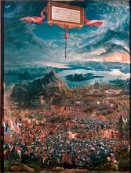 Az isszoszi csata, amelyet Nagy Sándor nyert meg Kr. e. 333-ban, 1529. Méret: 158 x 120 cm, München, Alte Pinakothek