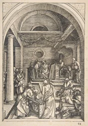 Krisztus az orvosok között, A Szűz életéből, latin kiadás, 1511.n.d.