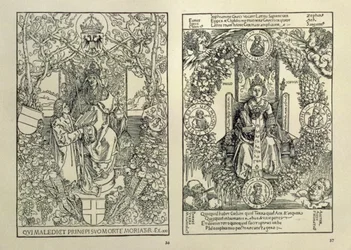Filozófia és egy Habsburg császár, a nürnbergi Konrad Celtis által írt Quatuor Libri Amorumból, 1502