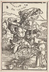 Szent Kristóf a vadonban madárrepüléssel