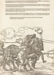 Maximilian I. diadalszekere A nagy diadalkocsi [8. 5. tábla], 1523, latin kiadás.