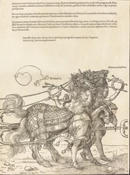 Maximilian I. diadalszekere A nagy diadalkocsi [8/7. tábla], 1523, latin kiadás.