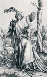 Fiatal pár halállal fenyegetve" vagy "The Promenade", 1495, 1906