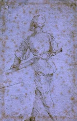 Evezős férfi, 1520-21 körül (toll és tus, papír)