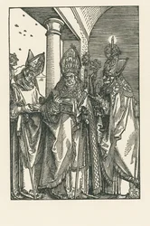 Szent Miklós püspök, Ulrich és Erasmus szentek, 1505 körül (fametszet)