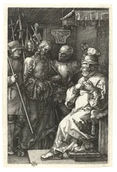 Krisztus Kajafás előtt. 1512 (Burin-metszet rézre)