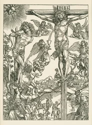 Keresztrefeszítés (A nagy kálvária), 1496-00 körül (fametszet)