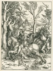 A lovag és a Landsknecht, 1496 körül (fametszet)