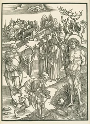 Szent Sebestyén mártíromsága, 1500 körül (fametszet)