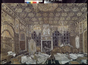 William Shakespeare (1564-1616) "Othello" című darabjának dekorációja (William Shakespeare Othello című darabjának színpadtervezése) - Alexander Yakovlevich Golovin (Alexandre Golovine) (1863-1930), tempera sur bois