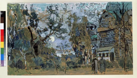 Nyikolaj Rimszkij Korszakov (Rimszkij-Korszakov) (1844-1908) A Pskovitaine (A pszkovi leány) című operájának előkészítő díszlete ( Színpadterv a Pszkovi leány című operához, N. Rimszkij Korszakov (Rimszkij-Korszakov). Alekszandr Jakvlevics