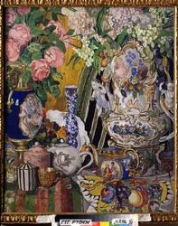 ""Csendélet virágokkal és porcelánnal"" Alekszandr Jakovlevics Golovin (Alexander Golovin) festménye (1863-1930) 1915 Állami Tretyakov Galéria, Moszkva