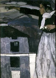 Nő szürkében (olaj, vászon)