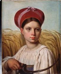 Kaszás - Alekszej Gavrilovics Venecianov (1780-1847) festménye, olaj, vászon, 19. századi orosz művészet, romantika - Állami Orosz Múzeum, Szentpétervár