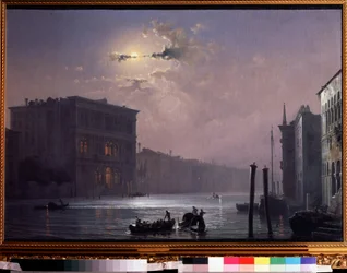 A velencei Canal Grande (Olaszország (The Grand Canal in Venice). Alekszej Petrovics Bogoljubov (Bogoliubov vagy Bogoliubov) festménye (1824-1896). Olaj, vászon, 1854 után, 63,8 x 90,5 cm, orosz művészet. Állami V. Tropinin Múzeum, Moszkva.