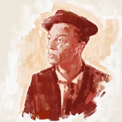 Buster Keaton rendező és színész portréja (illusztráció)