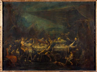 A bohémek étkezése Alessandro Magnasco (1667-1749) festménye 18. század V. 0,86x1,18 m