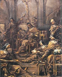 Apácák fonása és hímzése, Alessandro Magnasco, Lissandrino (1667-1749)