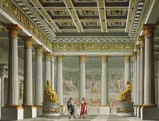 Az Aegisthus-palota közönségterme, a milánói La Scala Színház Orestes című balettjének terve, 1826