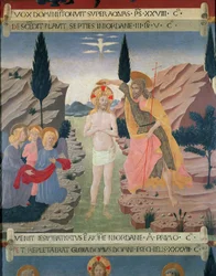 Krisztus keresztsége, részlet egy ezüst tárolására szolgáló szekrény fiókjából, 1450-53 körül (tempera a panelen)