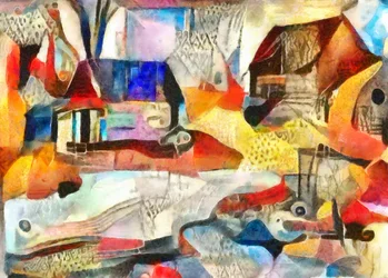 kék és barna tetők, 2017,(vegyes technika)