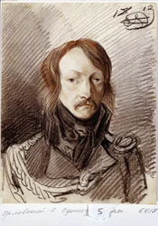 Alekszej Pavlovics Lanskoj (1789-1855) portréja. (A.P. Lanskoy portréja). Alexander Osipovich Orlowsky (1777-1832) munkája, ceruza és szangvinikus papíron