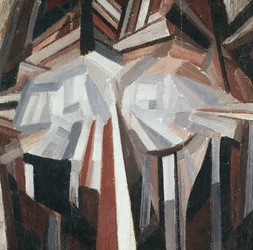 Kubista fej, 1914-15 (olaj, vászon a fedélzeten)