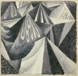 Kubo-futurista kompozíció szürke és fehér színben, 1916