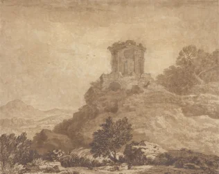 Táj romos templommal, 1756 körül (grafit és mosás papíron)
