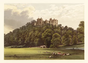 Dunster kastély, Somersetshire, Anglia. ,1880 (metszet)
